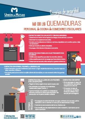 Ojo con las quemaduras. Personal de cocina de comedores escolares
