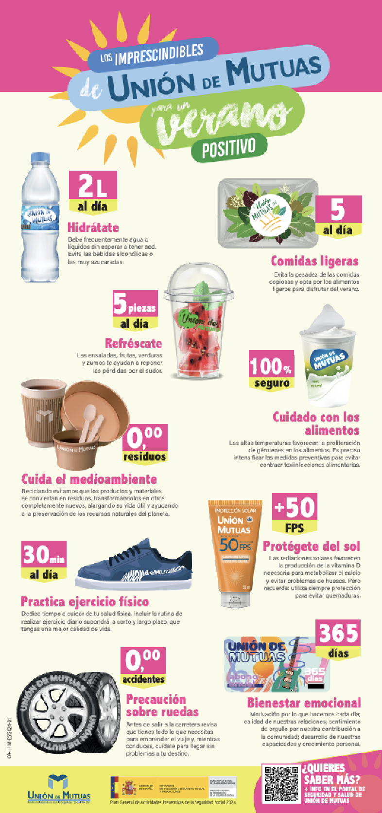 Cartel. Los imprescindibles de Unión de Mutuas para un verano positivo