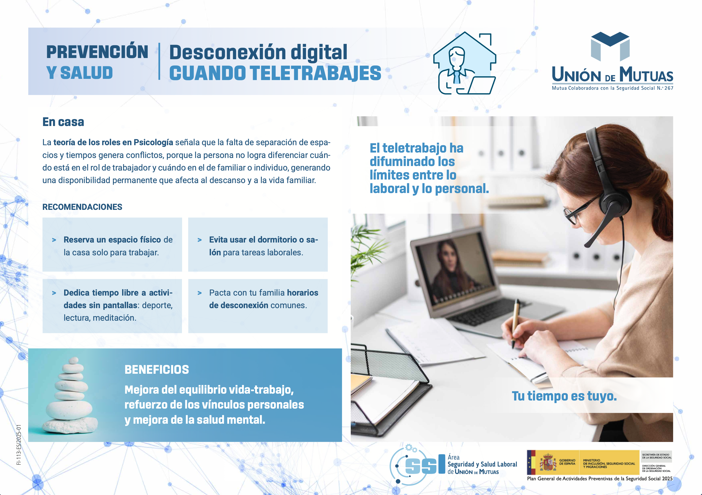 Prevención y salud. Desconexión digital cuando teletrabajes FI-113-ES 2025-01