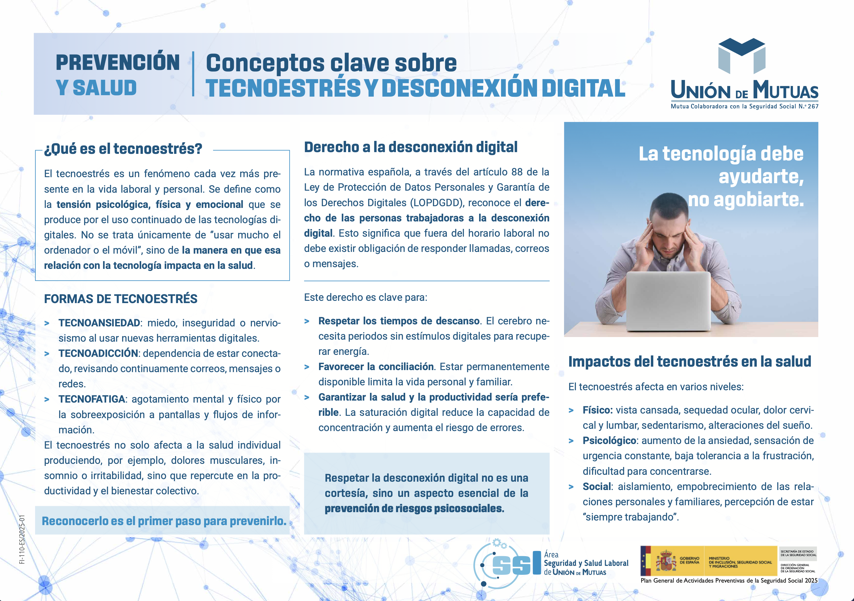 Prevención y salud. Conceptos clave sobre tecnoestrés y desconexión digital FI-110-ES 2025-01