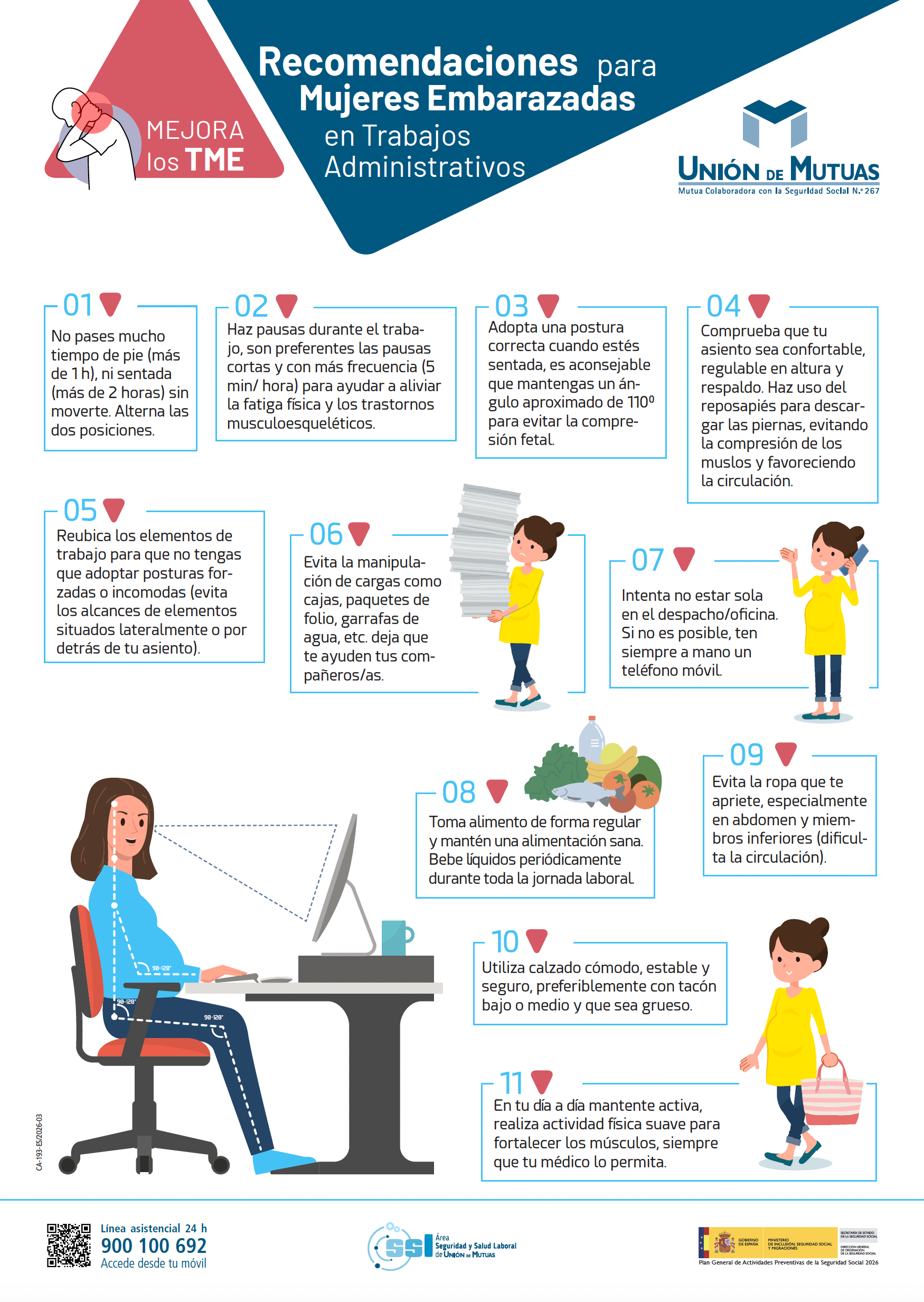 Recomendaciones embarazadas en trabajos administrativos (cartel)