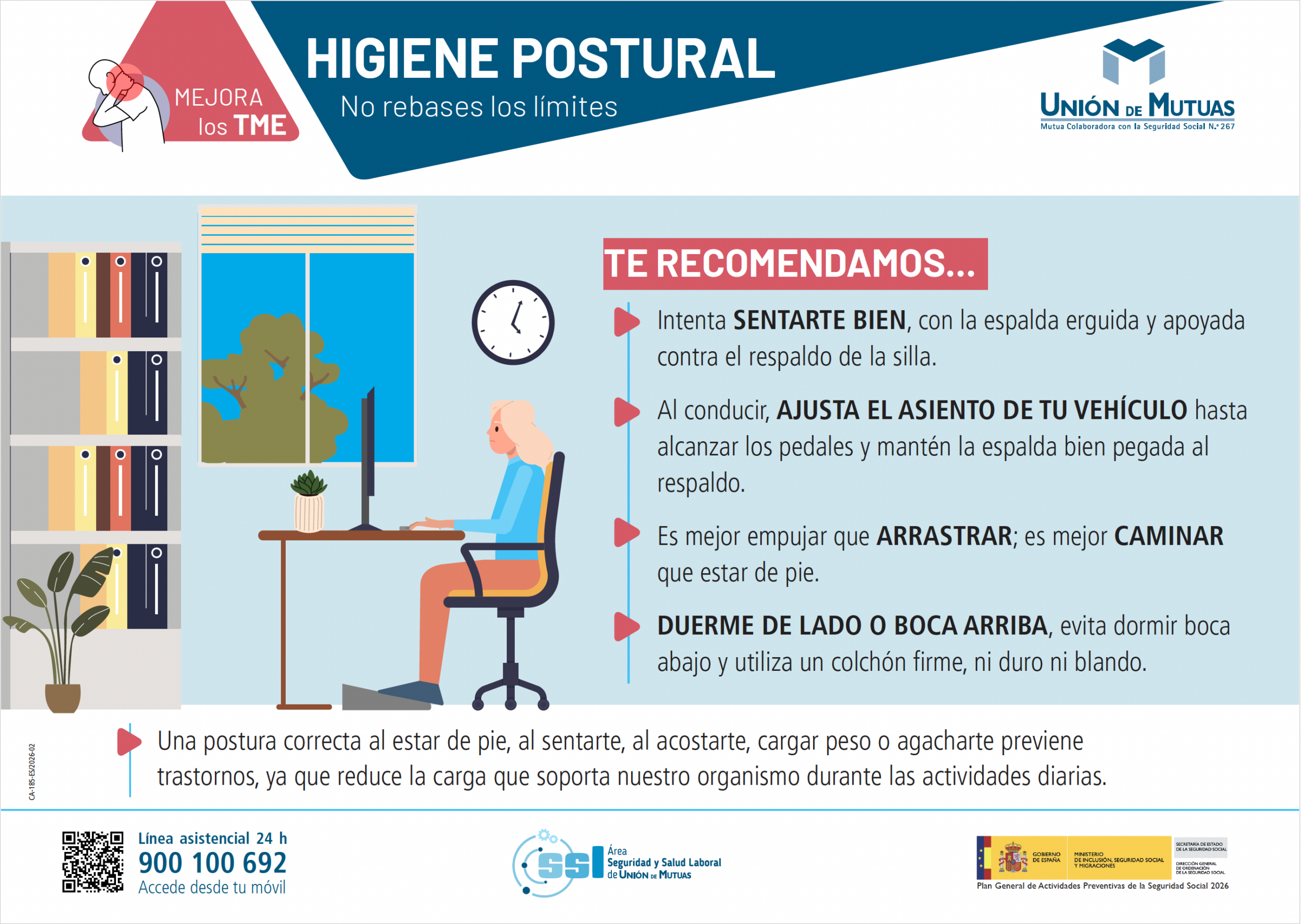 Higiene postural puesto sentado (cartel)
