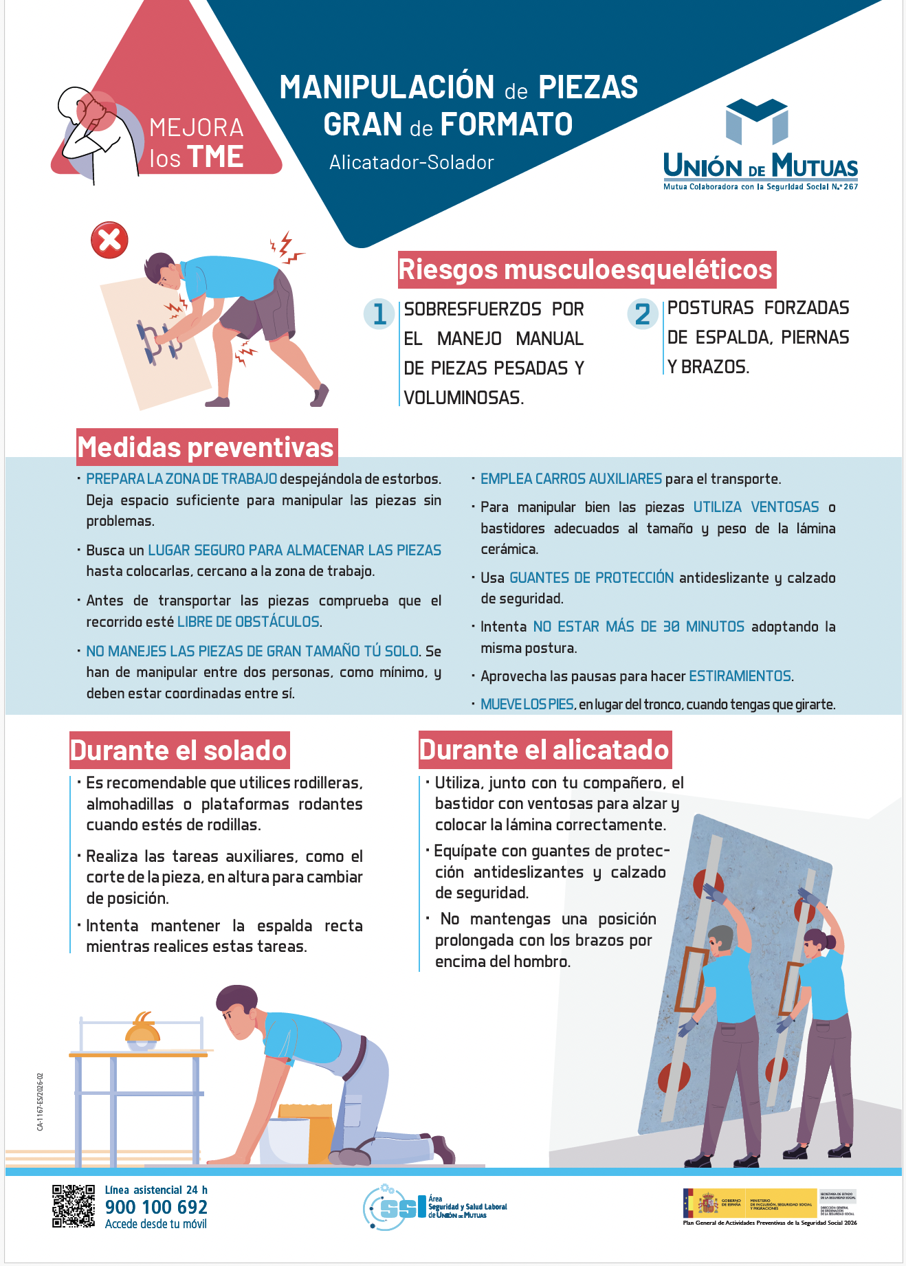 Manipulación piezas de gran formato. Alicatador y solador