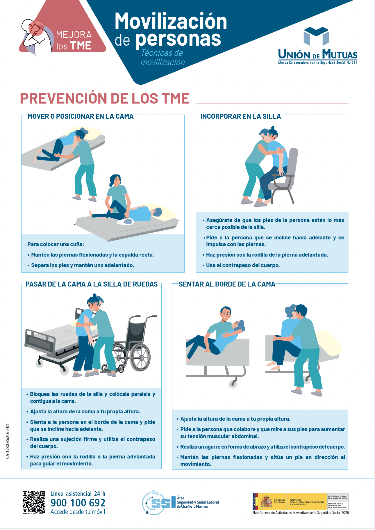 Movilización de personas. Técnicas movilización (cartel)