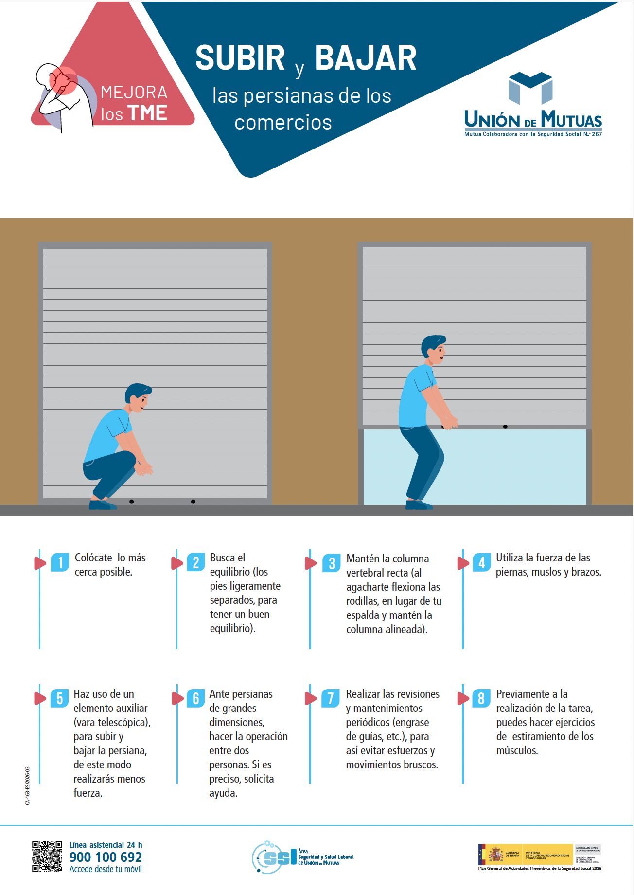 Instrucciones para subir y bajar las persianas de los comercios